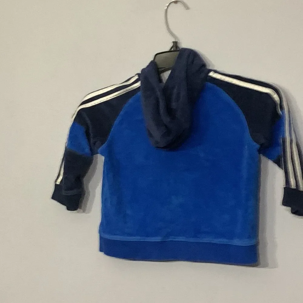 Vintage ADIDAS Infant Baby Boys Velour Hoodie Sweatshirt & Sweatpants Set 24M